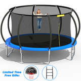 Mersco 14ft Trampoline for Kids and Adults,Pumpkin Outdoor Trampoline with Enclosure and Net,Kids Trampoline 1320lbs Loading,Birthday Gifts,Blue