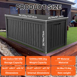 CIRUI 150 Gallon Outdoor Wicker Deck Box with Wheels Lockable Lid,Extra Large All-Weather Rattan Home Storage Box for Patio Furniture,Cushions,Pool and Garden Tools Storage - Gray