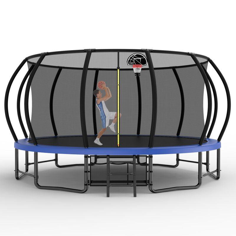 15FT Blue Heavy Duty Trampoline For Family with Safety Net - MERSCO SPORTS