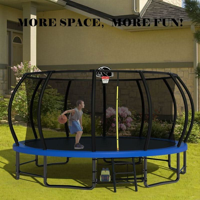 15FT Blue Heavy Duty Trampoline For Family with Safety Net - MERSCO SPORTS