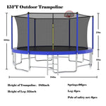 15FT Blue Outdoor Trampoline for Kids with Non-Slip Ladder for Children - MERSCO SPORTS