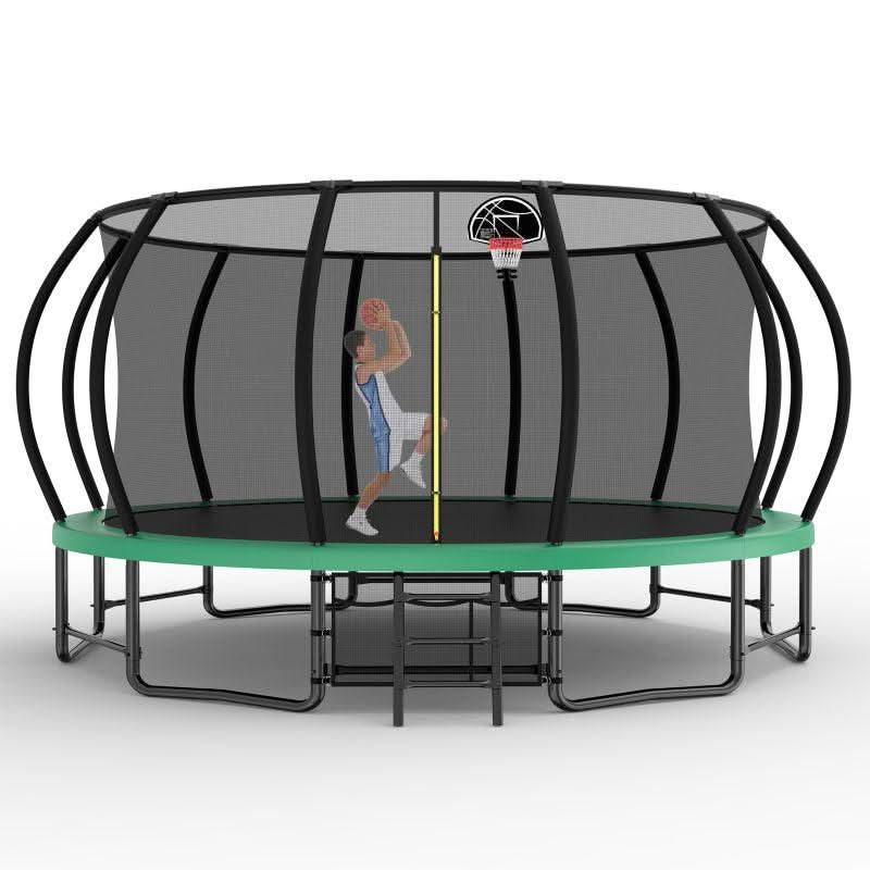 15FT Green Backyard Large Trampoline with AntiRust Coating - MERSCO SPORTS