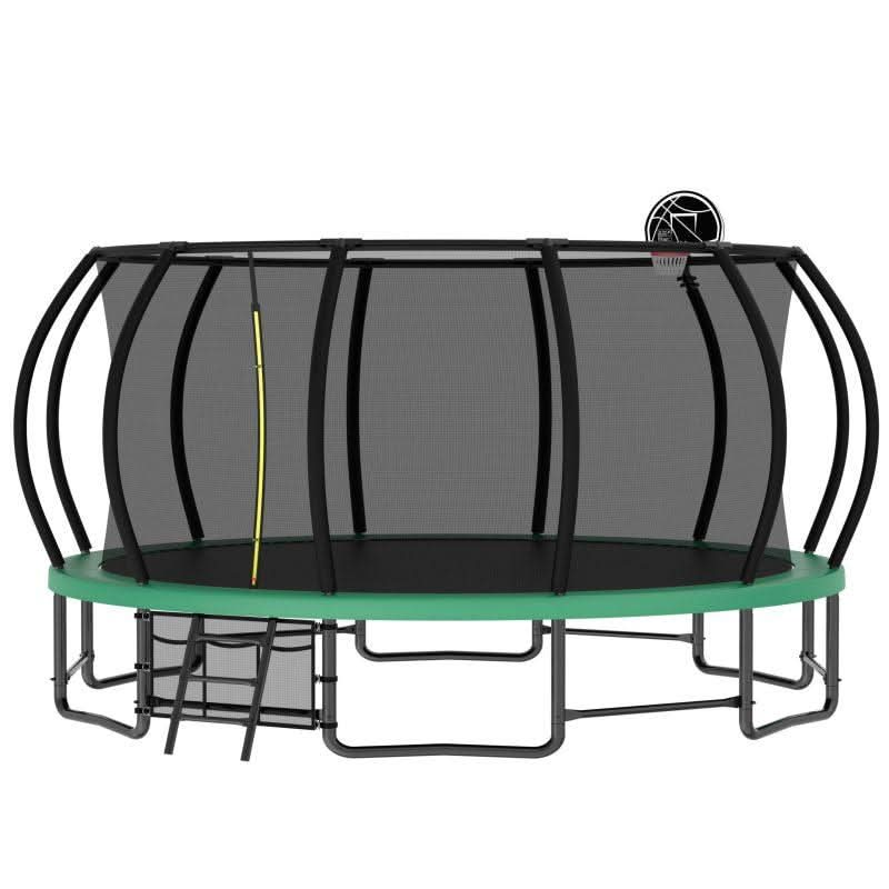 15FT Green Backyard Large Trampoline with AntiRust Coating - MERSCO SPORTS