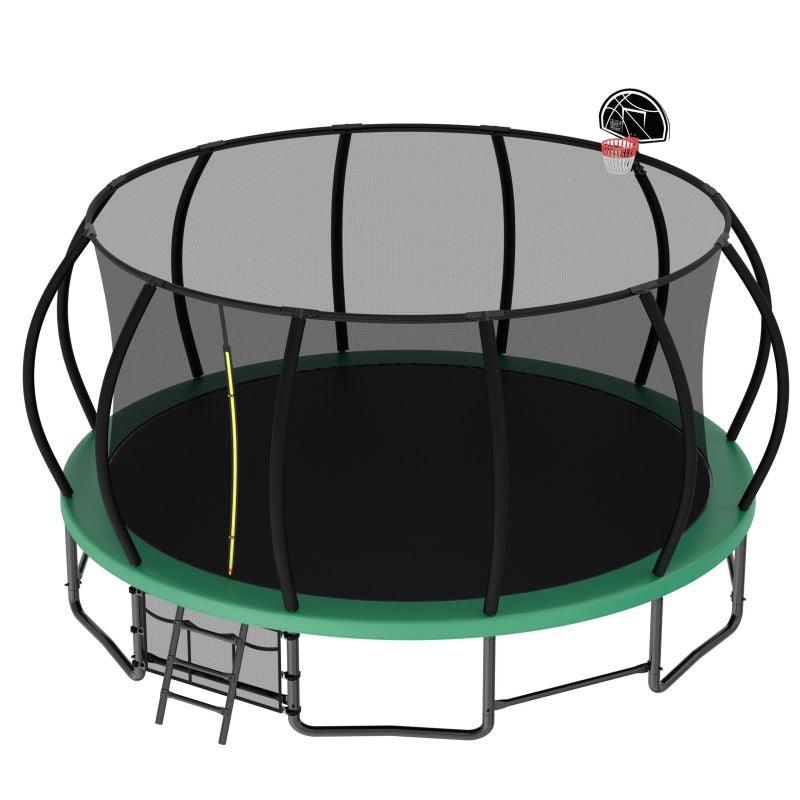 15FT Green Backyard Large Trampoline with AntiRust Coating - MERSCO SPORTS