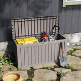 Cirui 72 Gallon Outdoor Storage Box with Lockable Lid, Waterproof & UV Resistant Patio Plastic Deck Box with Side Handles, Home Storage Box for Patio, Cushions,Toys,Light Brown