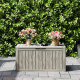 Cirui 72 Gallon Outdoor Storage Box with Lockable Lid, Waterproof & UV Resistant Patio Plastic Deck Box with Side Handles, Home Storage Box for Patio, Cushions,Toys,Light Brown