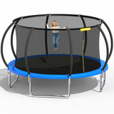 Mersco 14ft Trampoline for Kids and Adults,Pumpkin Outdoor Trampoline with Enclosure and Net,Kids Trampoline 1320lbs Loading,Birthday Gifts,Blue