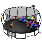 16FT Black outdoor Trampoline with Flag and balloon - MERSCO SPORTS