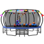 16FT Blue Backyard Trampoline with Flag for celebration - MERSCO SPORTS