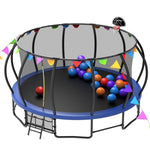 16FT Blue Backyard Trampoline with Flag for celebration - MERSCO SPORTS