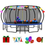 16FT Blue Backyard Trampoline with Flag for celebration - MERSCO SPORTS