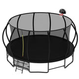 16FT Black Backyard Trampoline with Inner Safety Enclosure Net - MERSCO SPORTS