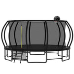 16FT Black Backyard Trampoline with Inner Safety Enclosure Net - MERSCO SPORTS