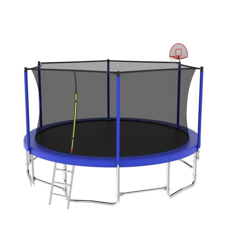 16FT Blue Exercise ASTM Approved Trampolines With Straight-Pole&Ladder - MERSCO SPORTS