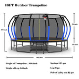 16FT Colorful Heavy Duty Recreational Trampoline For Family - MERSCO SPORTS