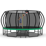 16FT Green Extra Sturdy Recreational Trampoline with Enclosure - MERSCO SPORTS