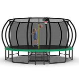 16FT Green Extra Sturdy Recreational Trampoline with Enclosure - MERSCO SPORTS