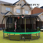 16FT Green Extra Sturdy Recreational Trampoline with Enclosure - MERSCO SPORTS