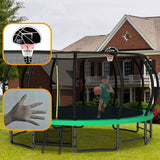 16FT Green Extra Sturdy Recreational Trampoline with Enclosure - MERSCO SPORTS