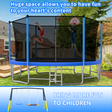 Mersco 16FT Heavy Duty Trampoline with Enclosure Net & Swing Set Outdoor Big Trampoline for Backyard,Kids Trampoline with Basketball Hoop,1320LBS Capacity,Birthday & Holiday Gifts for Kids,Blue