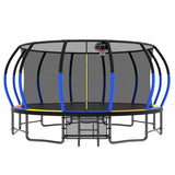 Mersco 880Lbs 10ft Trampoline with Basketball Hoop, Sprinkler, Light,Enclosure Net Storage Bag for 4 Kids Adults Green