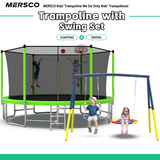 Mersco 16FT Heavy Duty Trampoline with Enclosure Net & Swing Set Outdoor Big Trampoline for Backyard,Kids Trampoline with Basketball Hoop,1320LBS Capacity,Birthday & Holiday Gifts for Kids,Green