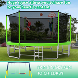 Mersco 16FT Heavy Duty Trampoline with Enclosure Net & Swing Set Outdoor Big Trampoline for Backyard,Kids Trampoline with Basketball Hoop,1320LBS Capacity,Birthday & Holiday Gifts for Kids,Green