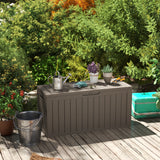 Cirui 72 Gallon Outdoor Storage Box with Lockable Lid, Waterproof & UV Resistant Patio Plastic Deck Box with Side Handles, Home Storage Box for Patio, Cushions,Toys,Light Brown