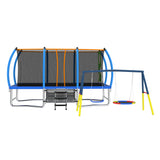 Mersco 10x16FT 4-in-1 Trampoline with Swing Set & Enclosure Net, 1800LBS Capacity Recreational Trampoline, Outdoor Kids/Adults Trampoline for Backyard, Beach, Birthday Gifts (Blue)