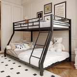 Netrum Bunk Beds Twin over Full,Twin over Full Bunk Bed with Ladder & Guardrail,Heavy Duty Metal Full Size Bunk Beds Frame for Adults Bedroom,Dorm,Guest Room,Black