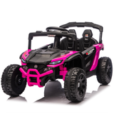 Cirui 24V Ride on Car UTV with Remote Control,2WD Ride on Toys Electric Car for Kids with High Chassis,Kid Toys UTV Cars with Anti-Collision Bar for Chliden Christmas & Birthday Gift,Pink