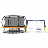 Mersco 14FT Heavy Duty Trampoline with Enclosure Net & Swing Set Outdoor Big Trampoline for Backyard, Kids Trampoline with Basketball Hoop, 1320LBS Capacity (Multicolor)