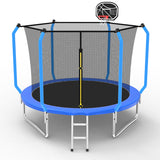 MERSCO 8FT Blue Junior Trampoline - Compact Design with Basketball Hoop