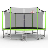 MERSCO 15FT Green Trampoline - Premium 6-Leg Support & Basketball Set