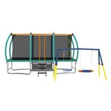 Mersco 10x16FT 4-in-1 Trampoline with Swing Set & Enclosure Net, 1800LBS Capacity Recreational Trampoline, Outdoor Kids/Adults Trampoline for Backyard, Beach, Birthday Gifts (Green)