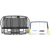 Mersco 16FT Heavy Duty Trampoline with Enclosure Net & Swing Set Outdoor Big Trampoline for Backyard, Kids Trampoline with Basketball Hoop, 1320LBS Capacity (Black)