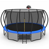 Trampolín resistente de 15 pies de color azul para la familia con red de seguridad 