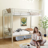 Netrum Twin over Twin Bunk Beds,Twin Bunk beds with Ladder & Guardrail,Metal Bunk Beds Frame with Bottom Storage Space for Adults Bedroom,Dorm,Guest Room,Silver