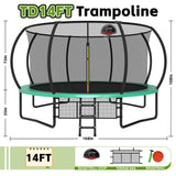 MERSCO 14FT Green Pumpkin Trampoline - All-Weather Backyard Fun