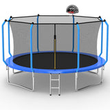 MERSCO 14FT Blue Super Series Trampoline - Safety Curved Pole Design