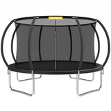 Mersco 14ft Trampoline for Kids and Adults, Pumpkin Outdoor Trampoline with Enclosure and Net, Kids Trampoline 1320lbs Loading,Birthday Gifts,Black