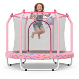 MERSCO 55" Kids Indoor Trampoline with Elephant Basketball Hoop and Safety Enclosure