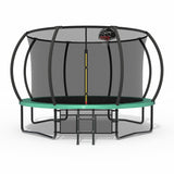 MERSCO 12FT Green Pumpkin Trampoline with Basketball Hoop