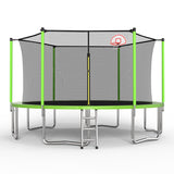 MERSCO 14FT Green Trampoline - 6-Leg Heavy Duty Design with Pro-Backboard