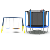 Mersco 8FT Heavy Duty Trampoline with Enclosure Net & Swing Set Outdoor Big Trampoline for Backyard,Kids Trampoline with Basketball Hoop,960LBS Capacity,Birthday & Holiday Gifts for Kids,Blue