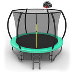 MERSCO 10FT Green Pumpkin Outdoor Trampoline with Built-in Basketball Hoop