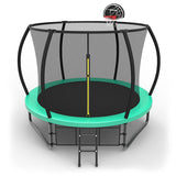 MERSCO 10FT Green Pumpkin Outdoor Trampoline with Built-in Basketball Hoop