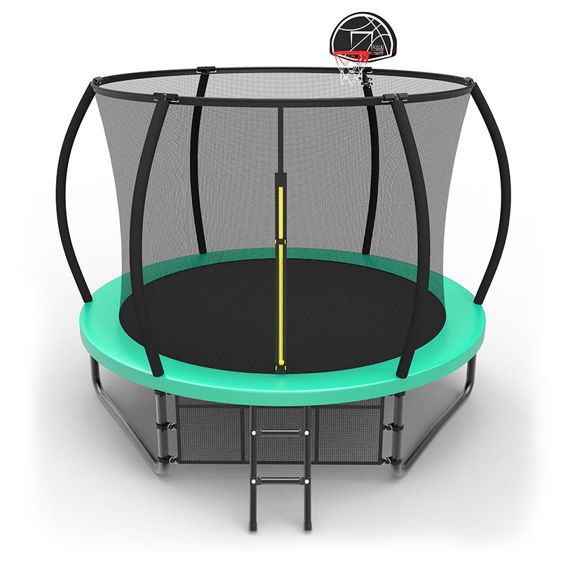 MERSCO 10FT Green Pumpkin Outdoor Trampoline with Built-in Basketball Hoop
