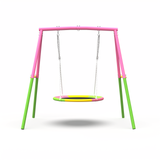 Mersco Swing Set for Backyard with Stand, Swing Heavy Duty 440lbs Metal Outdoor Swing Stand, 38" Saucer Swing for Playground, Backyard Playset,pink