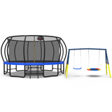 Mersco 16FT Heavy Duty Trampoline with Enclosure Net & Swing Set Outdoor Big Trampoline for Backyard, Kids Trampoline with Basketball Hoop, 1320LBS Capacity (Blue)